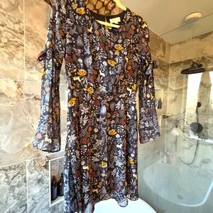 Romantic Boho Floral Unicorn Dress Size Small Bell Sleeve Tie Waist